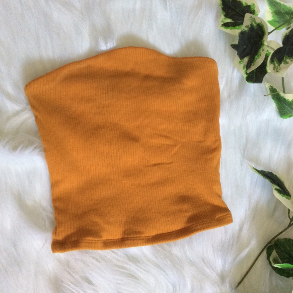 Mustard Ribbed Tube Top - Picture 2 of 6